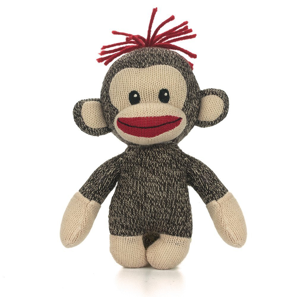 Plushland Curioso Brown Sock Monkey – Hand Knitted 6-Inch Plush with Heart Symbol