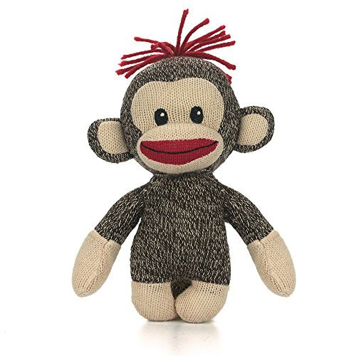 Plushland Curioso Brown Sock Monkey – Hand Knitted 6-Inch Plush with Heart Symbol