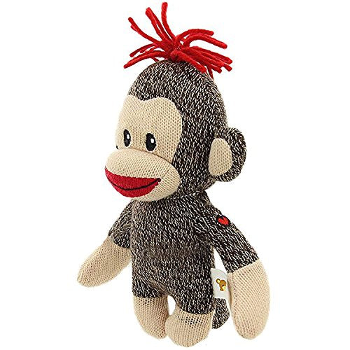 Plushland Curioso Brown Sock Monkey – Hand Knitted 6-Inch Plush with Heart Symbol