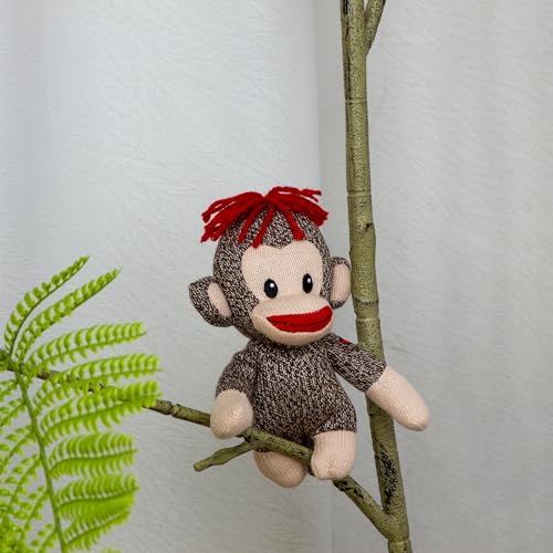 Plushland Curioso Brown Sock Monkey – Hand Knitted 6-Inch Plush with Heart Symbol