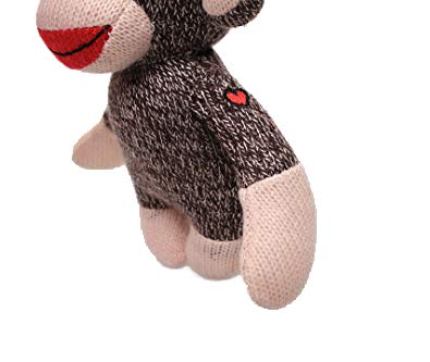 Plushland Curioso Brown Sock Monkey – Hand Knitted 6-Inch Plush with Heart Symbol