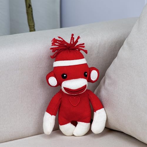 Plushland Hand Knitted Sock Monkey - 6 Inch Adorable Stuffed Animal Toy
