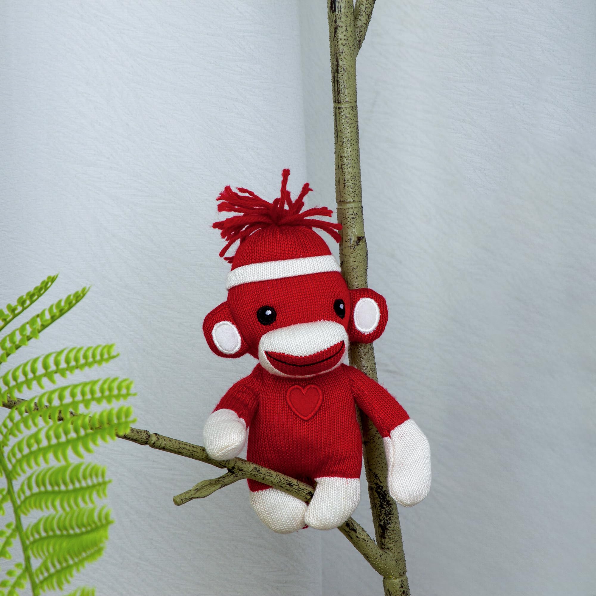 Plushland Hand Knitted Sock Monkey - 6 Inch Adorable Stuffed Animal Toy
