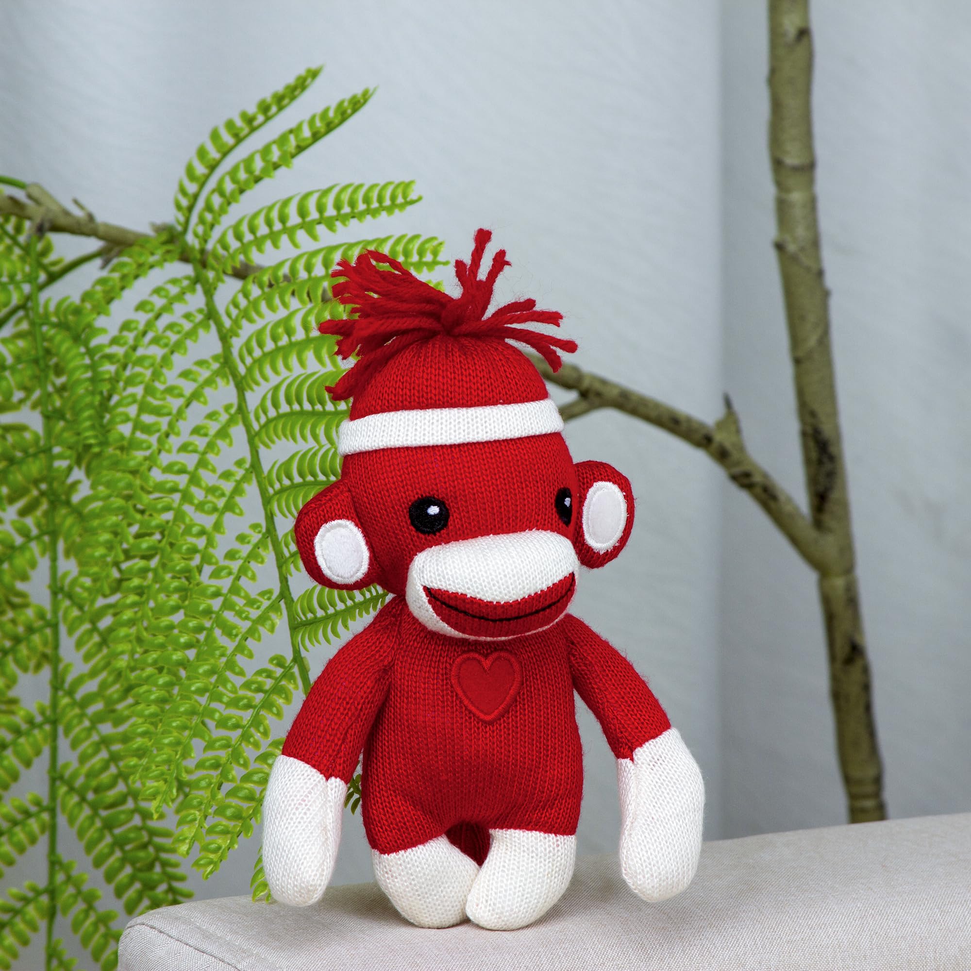 Plushland Hand Knitted Sock Monkey - 6 Inch Adorable Stuffed Animal Toy