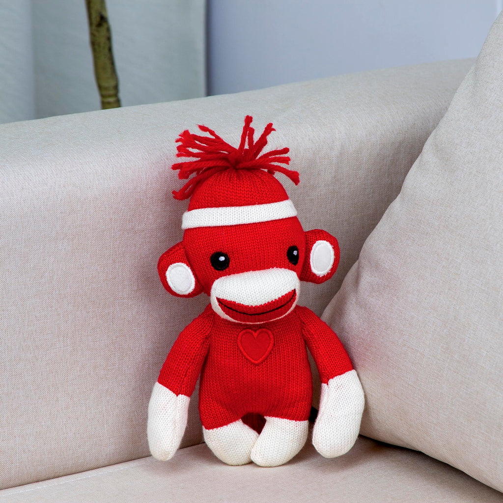 Plushland Hand Knitted Sock Monkey - 6 Inch Adorable Stuffed Animal Toy
