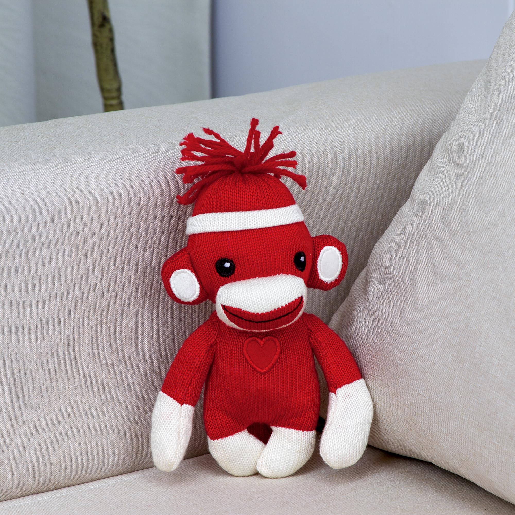 Plushland Hand Knitted Sock Monkey - 6 Inch Adorable Stuffed Animal Toy