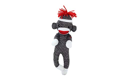 Plushland Sock Monkey – 8-Inch Knitted Stuffed Animal with Embroidered Eyes and Red Heel