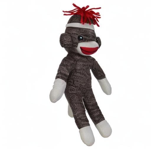 Plushland Sock Monkey 8 Inch Soft Knitted Stuffed Animal Toy – Brown Poseable Doll for Kids, Babies, and Teens