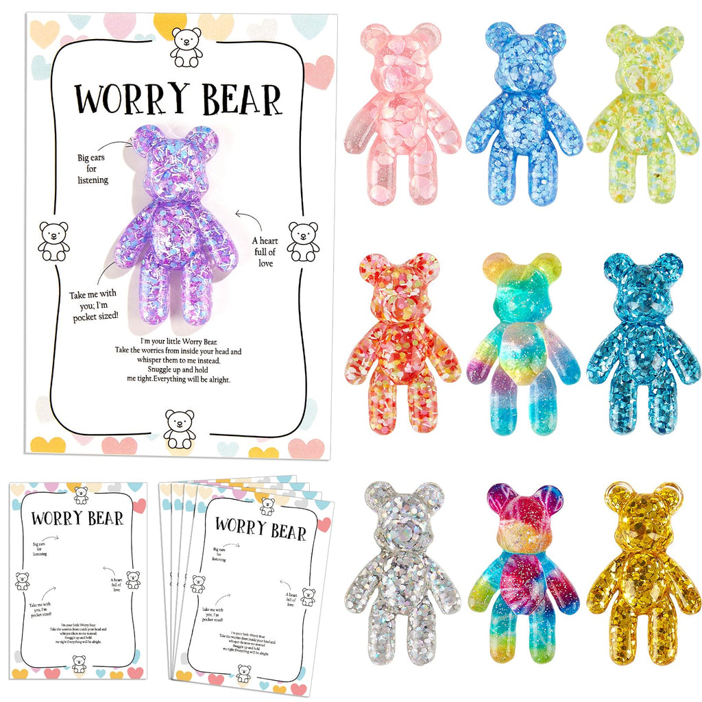 Pocket Bear Hug Emotional Support Gifts – 10 Mini Worry Bears with Cards for Anxiety Relief and Positivity