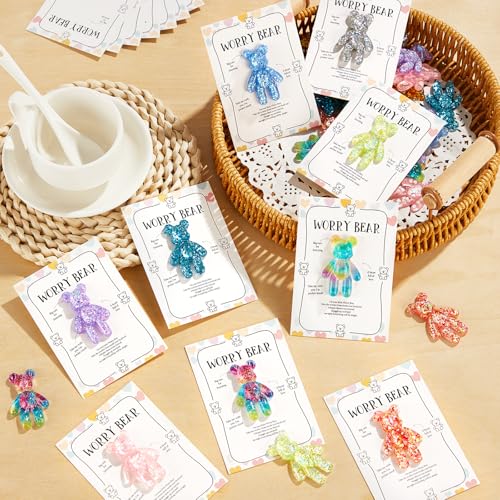 Pocket Bear Hug Emotional Support Gifts – 10 Mini Worry Bears with Cards for Anxiety Relief and Positivity