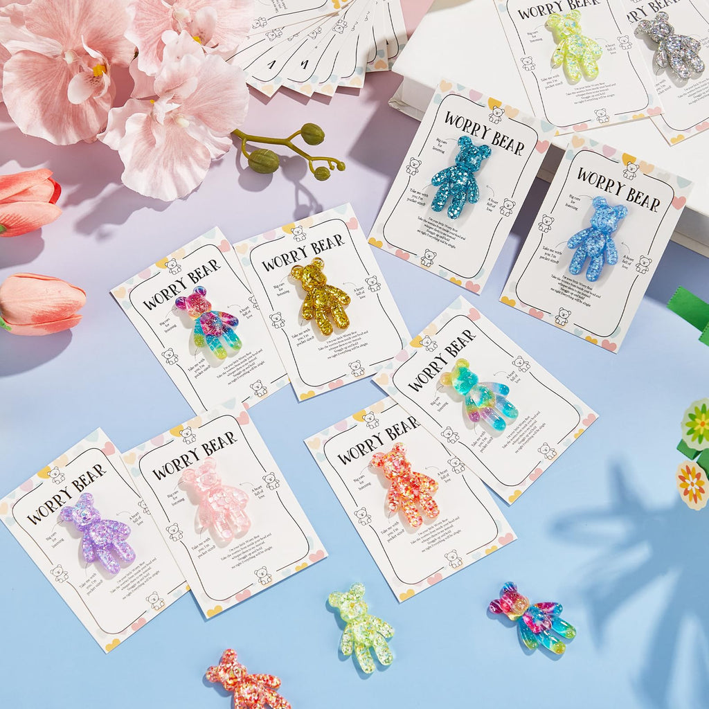 Pocket Bear Hug Emotional Support Gifts – 10 Mini Worry Bears with Cards for Anxiety Relief and Positivity