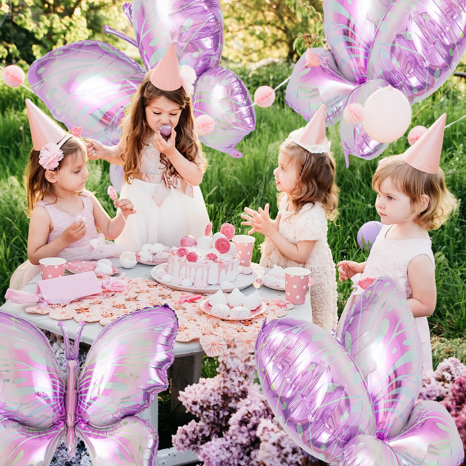 Poen 12 Pack 40 Inch Purple Gradient Butterfly Foil Balloons for Party Decor
