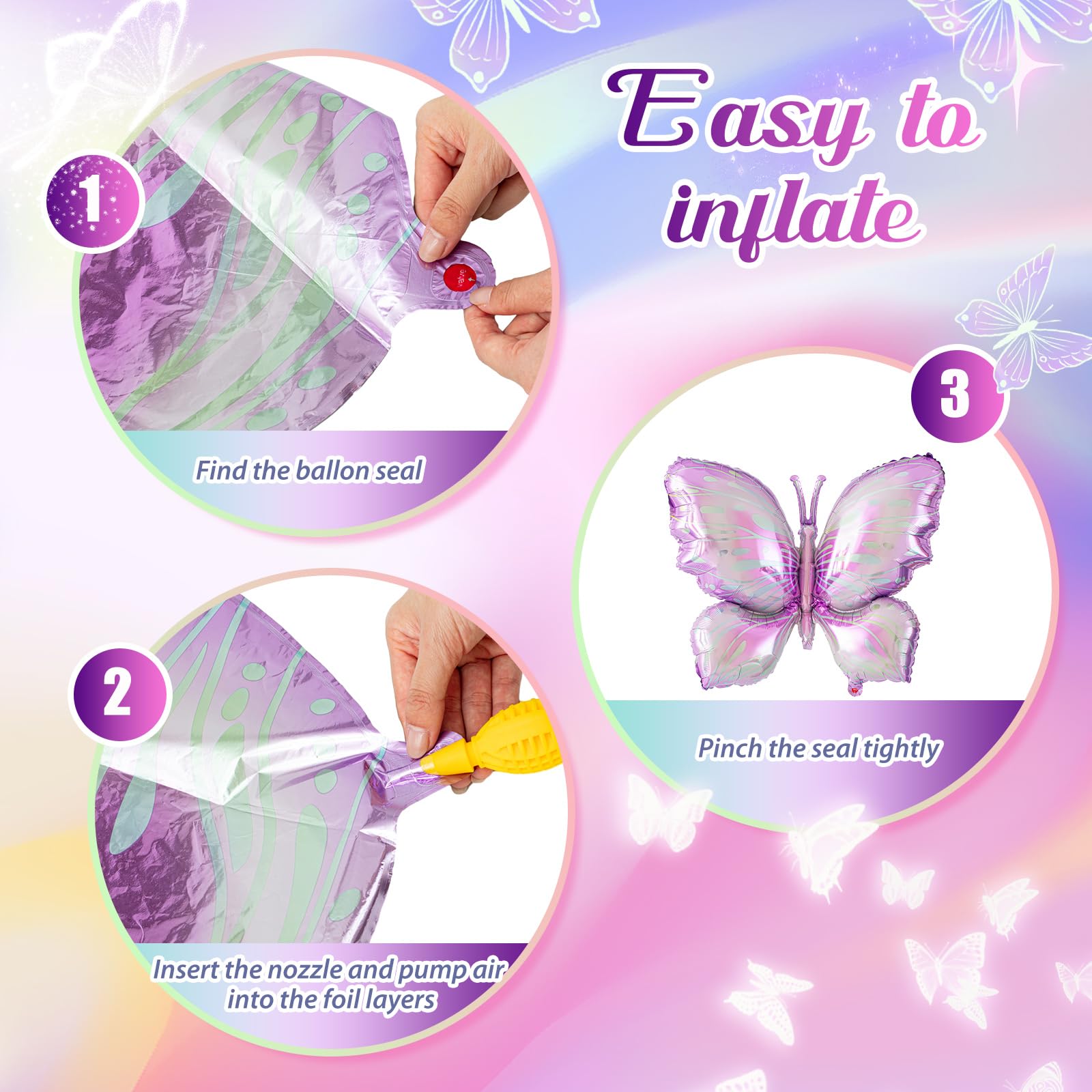 Poen 12 Pack 40 Inch Purple Gradient Butterfly Foil Balloons for Party Decor