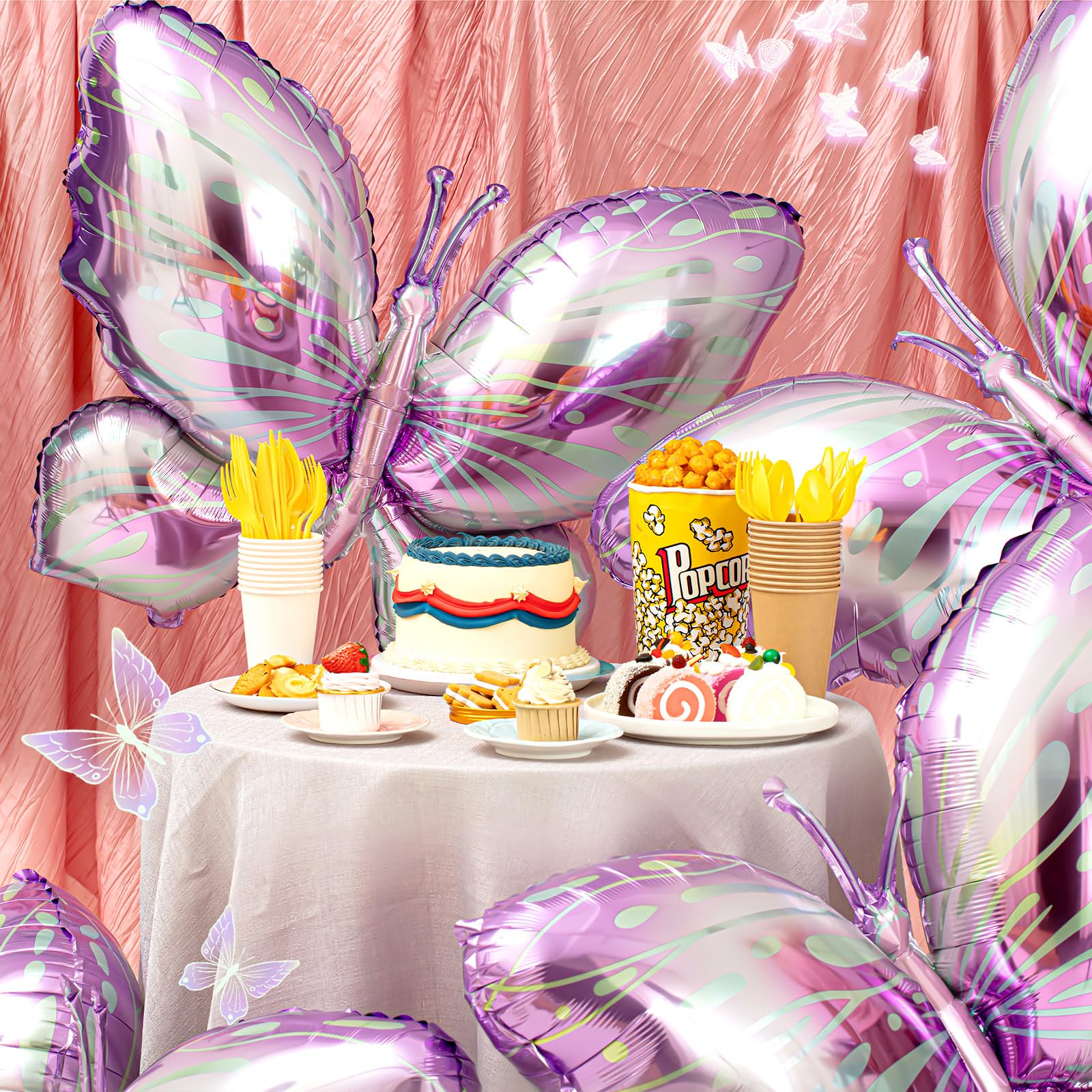 Poen 12 Pack 40 Inch Purple Gradient Butterfly Foil Balloons for Party Decor