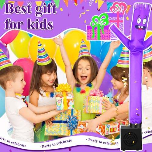 Poen Mini Wacky Waving Inflatable Tube Guy - Purple Desktop Decor with Blower, USB-Powered Gag Toy for Parties and Office Fun