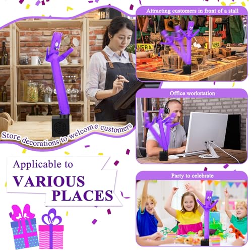 Poen Mini Wacky Waving Inflatable Tube Guy - Purple Desktop Decor with Blower, USB-Powered Gag Toy for Parties and Office Fun