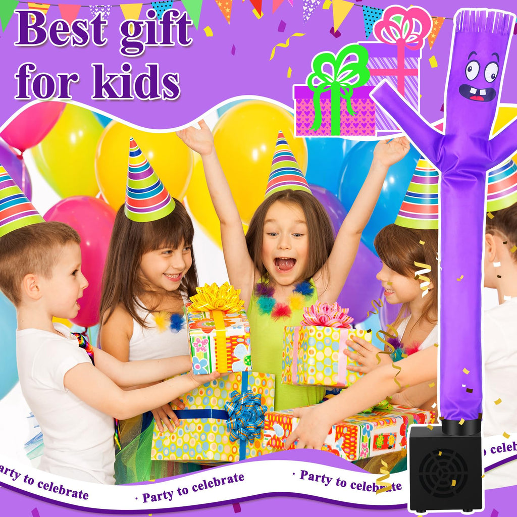 Poen Mini Wacky Waving Inflatable Tube Guy - Purple Desktop Decor with Blower, USB-Powered Gag Toy for Parties and Office Fun