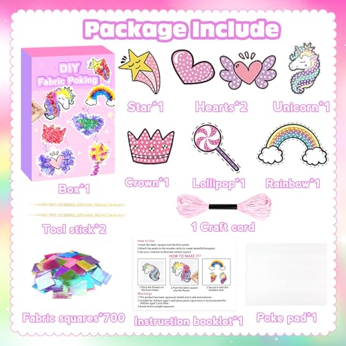 Poke-in Craft and Art Kit – Magical Dream Decor with 700 Fabric Squares for Kids Ages 4-10+