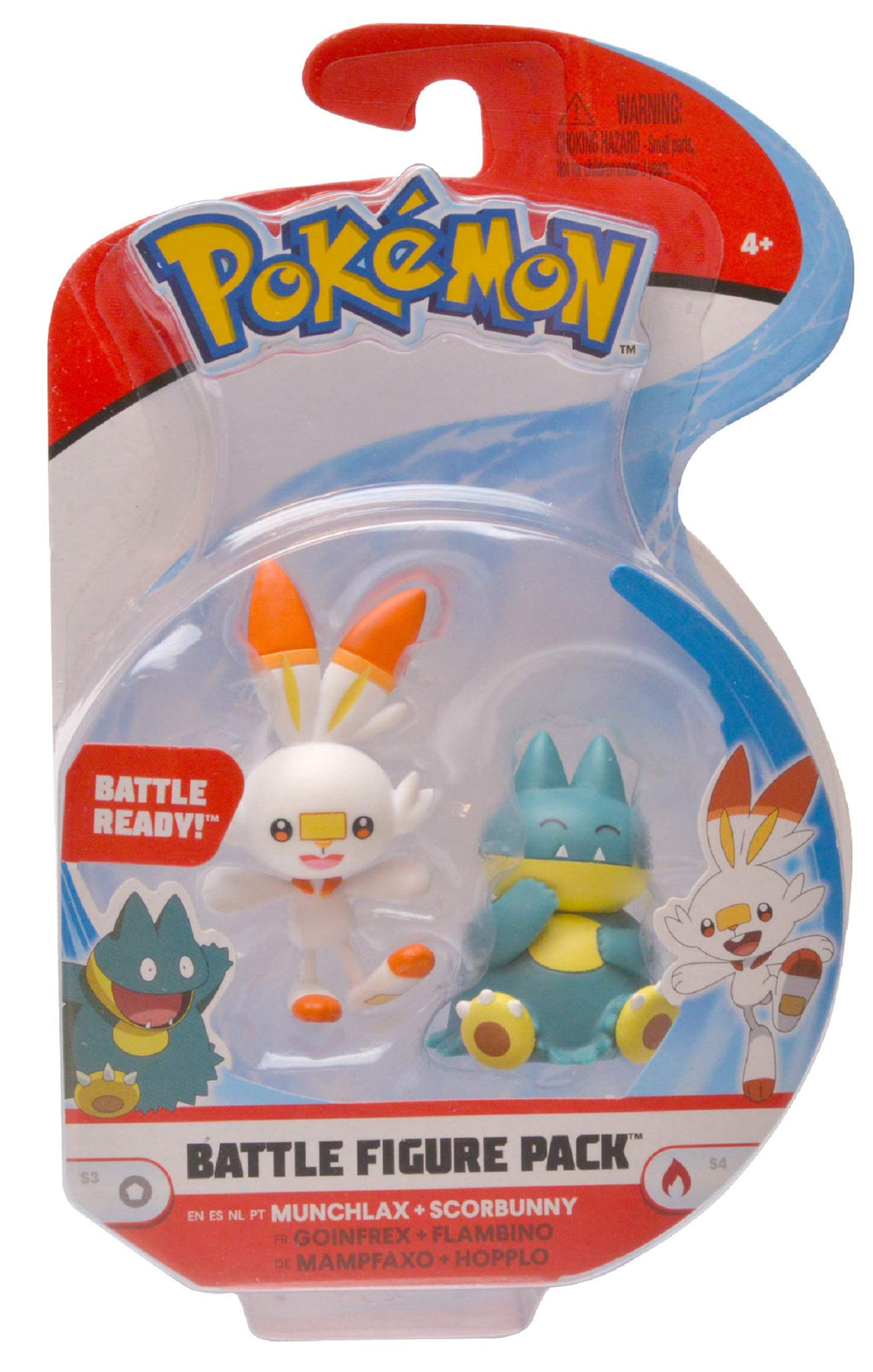 Pokemon 2-Inch Action Figure 2-Pack: Munchlax & Scorbunny from Sword and Shield