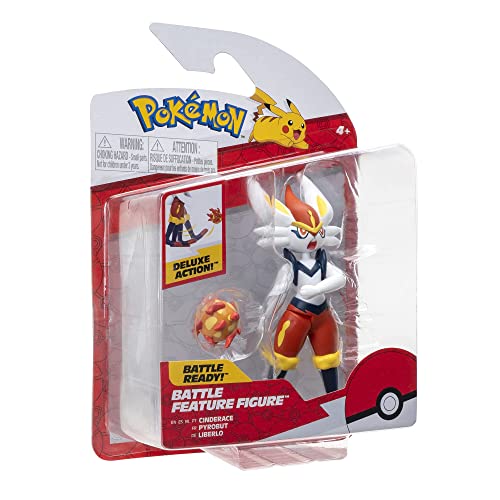 Pokémon Battle Feature Figures Cinderace Action Figure with Fire Kick