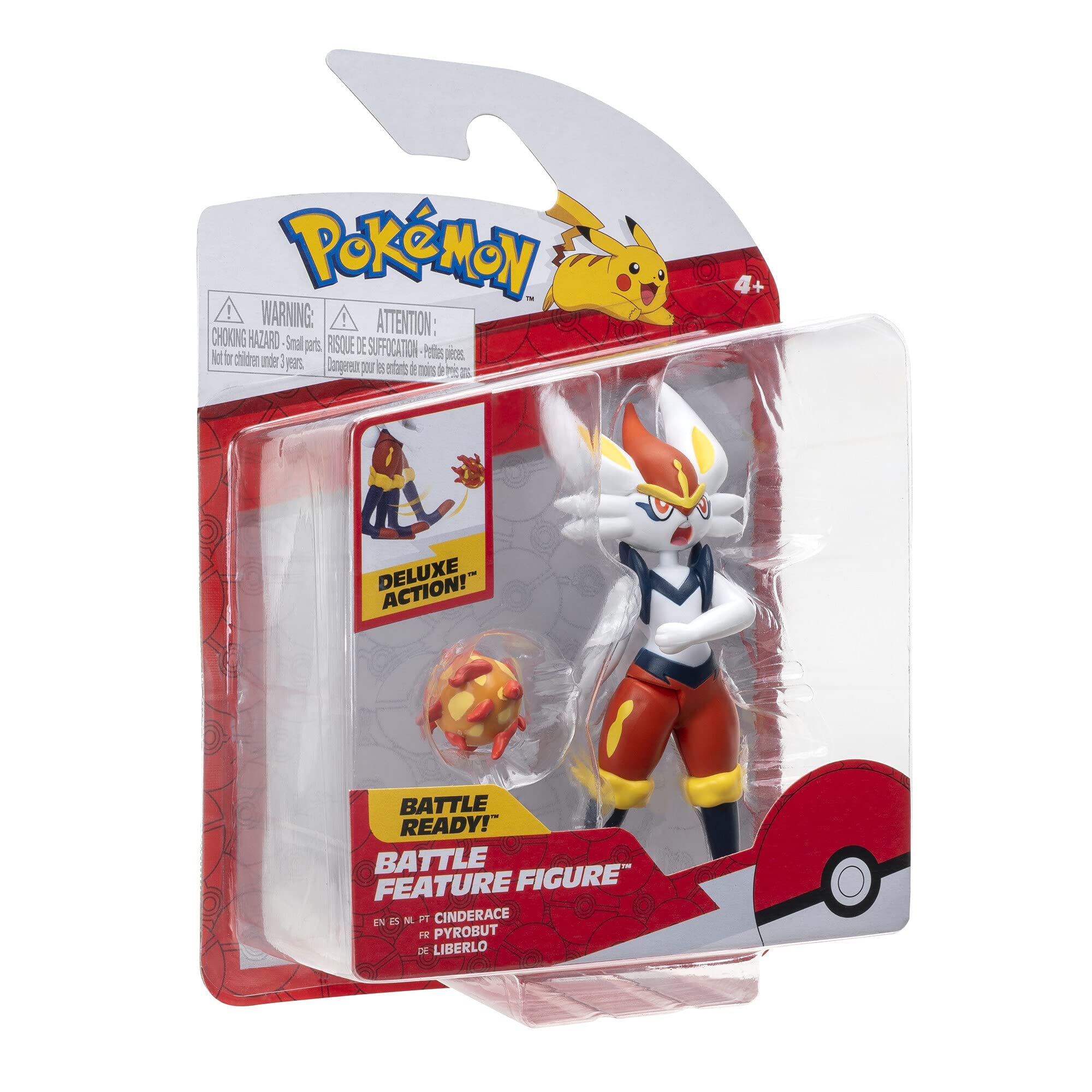 Pokémon Battle Feature Figures Cinderace Action Figure with Fire Kick