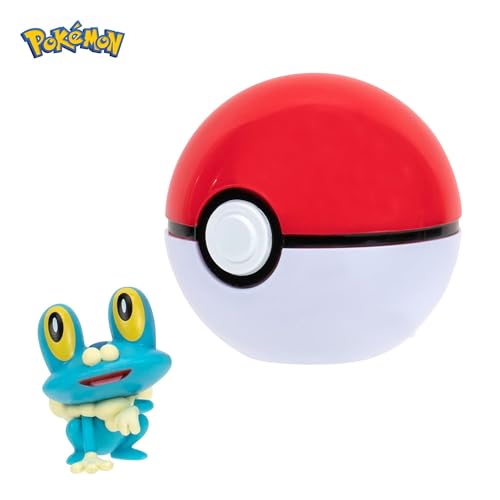 Pokémon Clip'n'Go Poké Ball with Froakie Figure – Official 5 cm Red Ball & Toy Set