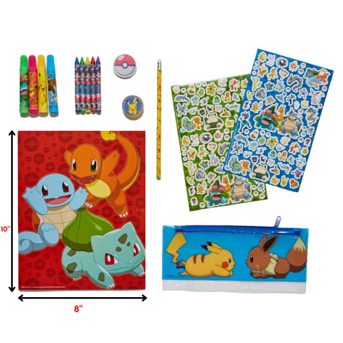 Pokemon Kids Coloring Art and Sticker Set – 30-Piece Craft Kit with Pencil Case