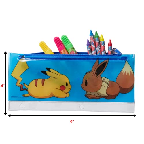 Pokemon Kids Coloring Art and Sticker Set – 30-Piece Craft Kit with Pencil Case