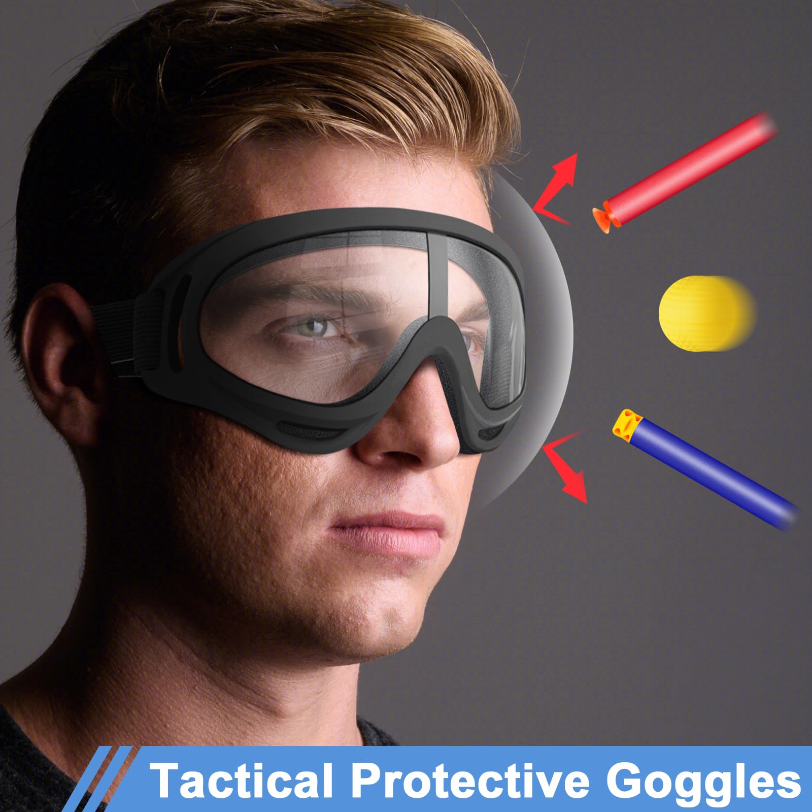 POKONBOY 4 Pack Protective Goggles for Nerf Battles - Safety Glasses for Kids and Teens