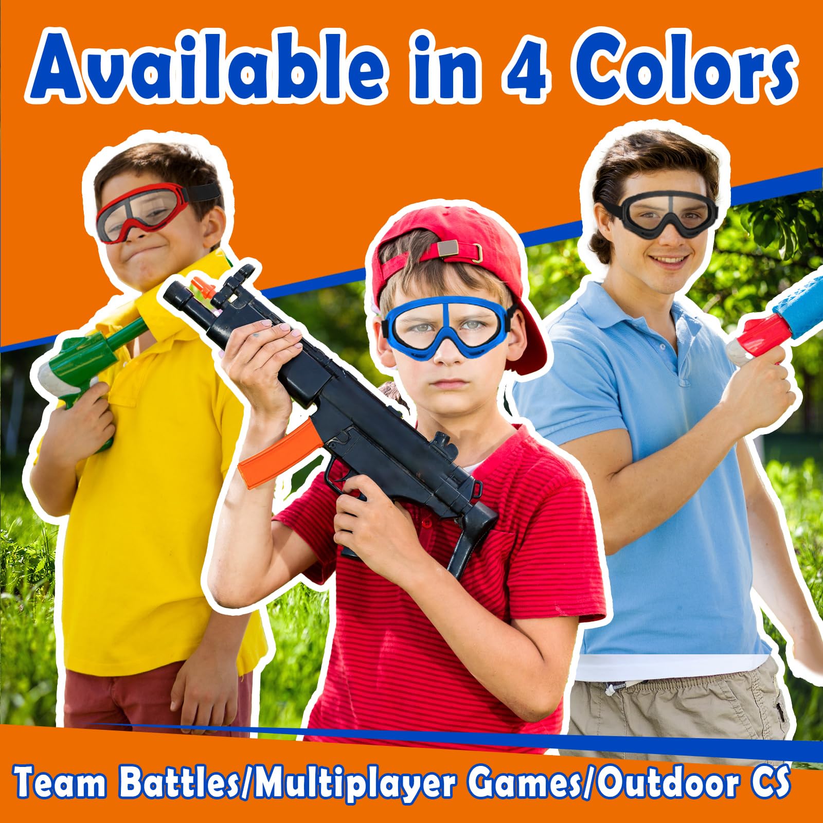 POKONBOY 4 Pack Protective Goggles for Nerf Battles - Safety Glasses for Kids and Teens