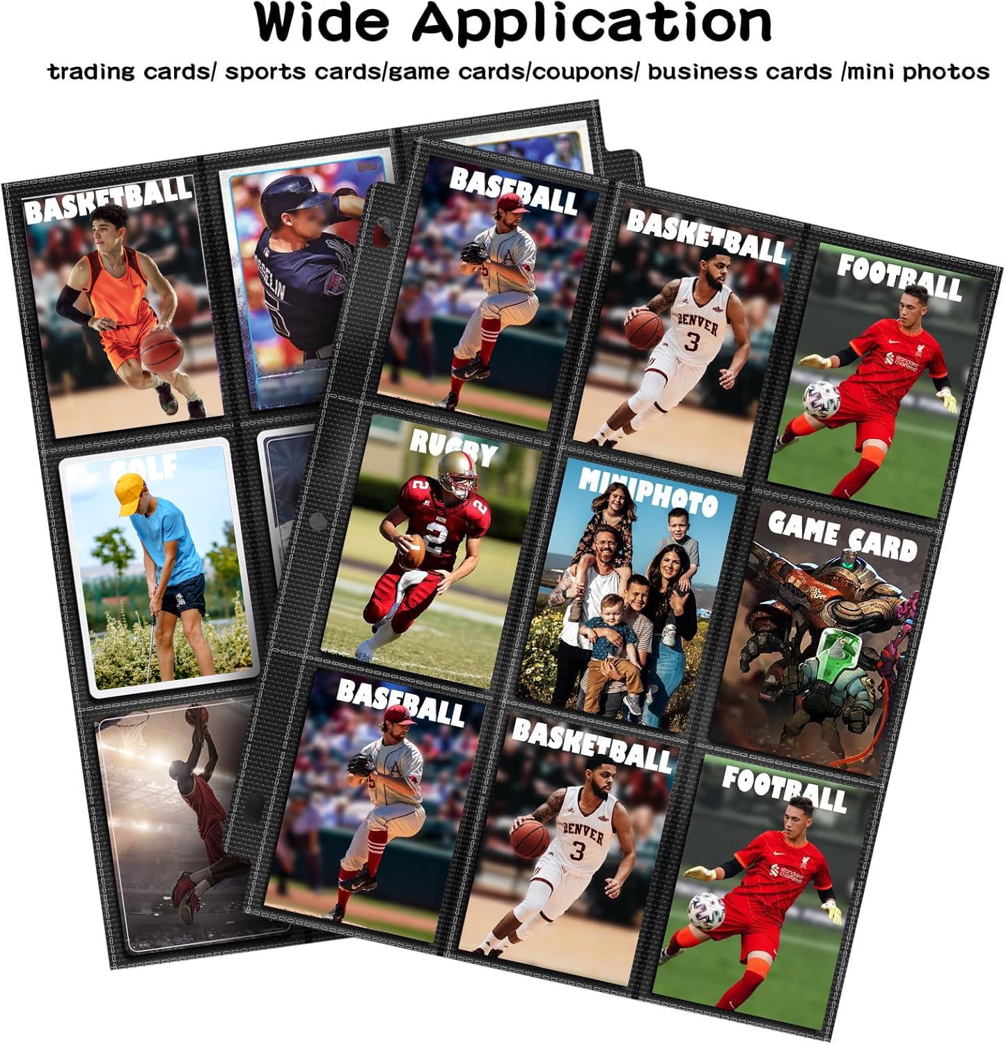 POKONBOY 900-Pocket Trading Card Sleeve Pages – 50 Double-Sided Protectors for MTG, Sports, Games