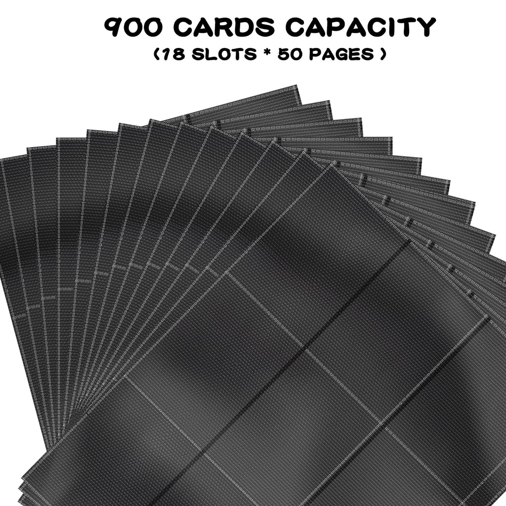 POKONBOY 900-Pocket Trading Card Sleeve Pages – 50 Double-Sided Protectors for MTG, Sports, Games