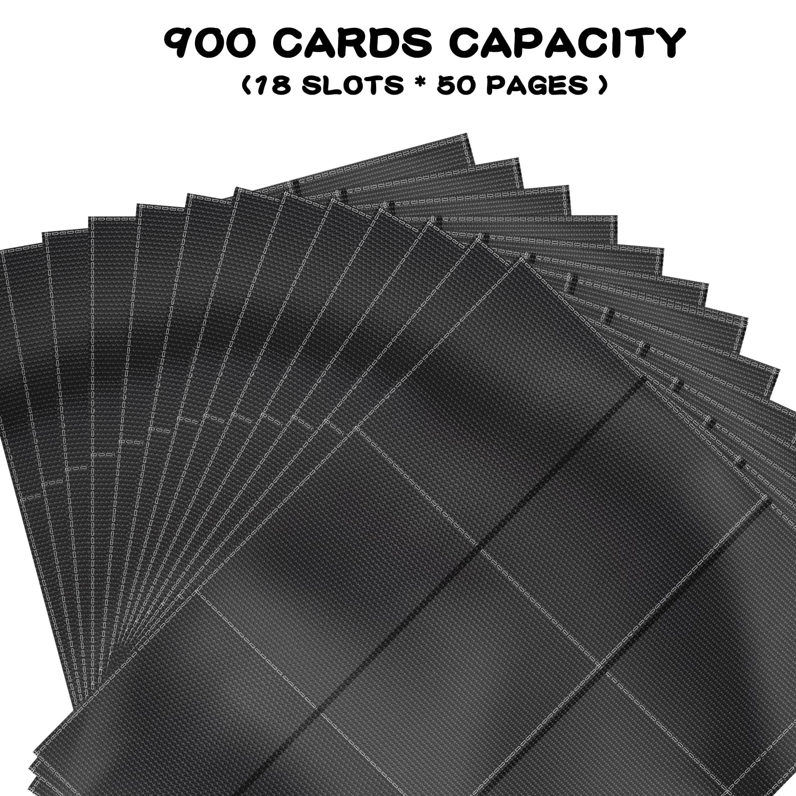 POKONBOY 900-Pocket Trading Card Sleeve Pages – 50 Double-Sided Protectors for MTG, Sports, Games