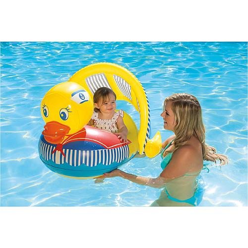 Poolmaster 81547 Learn-to-Swim Duck Baby Float with Sun Canopy, 36x32 Inches