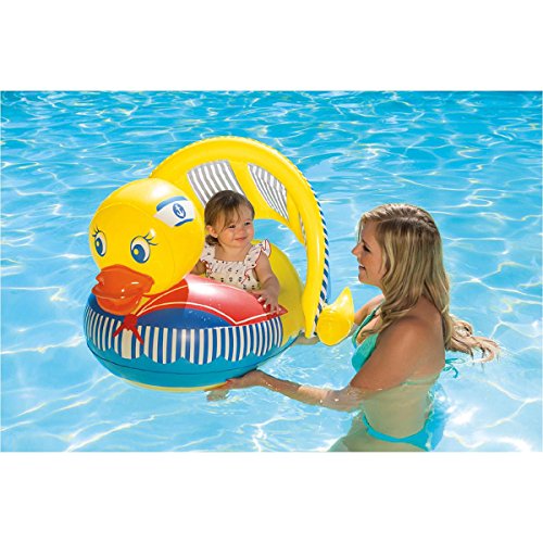 Poolmaster 81547 Learn-to-Swim Duck Baby Float with Sun Canopy, 36x32 Inches