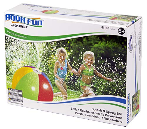 Poolmaster Splash and Spray Beach Ball Sprinkler – 35-Inch Water Toy with Multiple Sprays