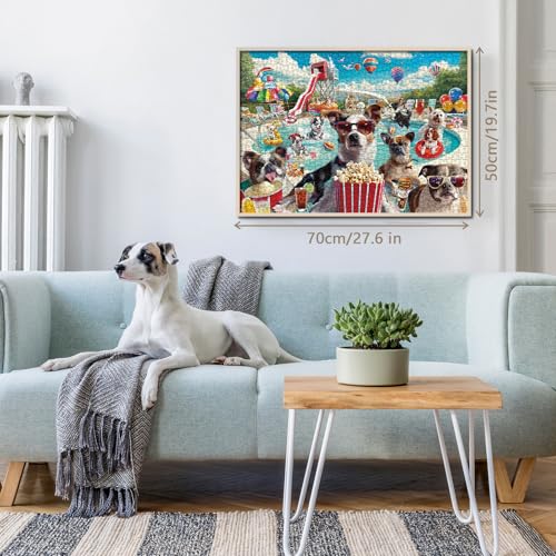 Poolside Puppy Party 1000-Piece Jigsaw Puzzle – Funny Dog Summer Scene for Adults