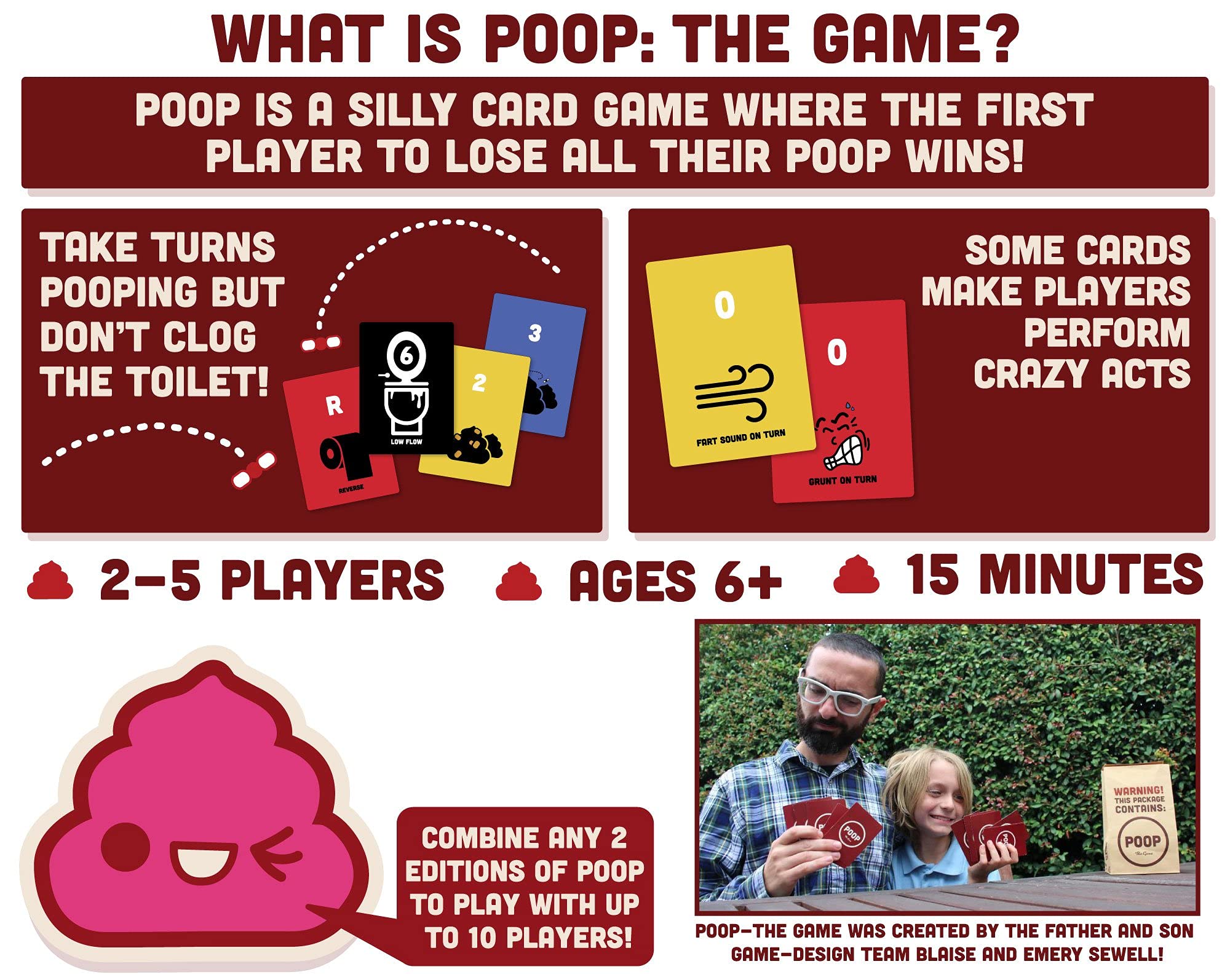 Poop The Game: A Hilarious Family Card Game for Kids 6+ – Quick 15-Minute Play for 2-5 Players
