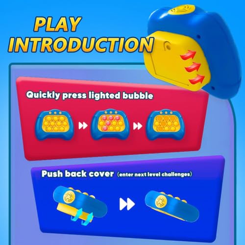 Pop Push Game Toy for Kids - Blue - Handheld Fidget Game with 4 Modes