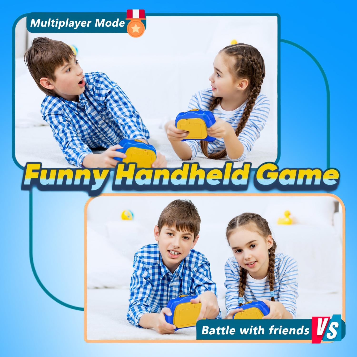 Pop Push Game Toy for Kids - Blue - Handheld Fidget Game with 4 Modes