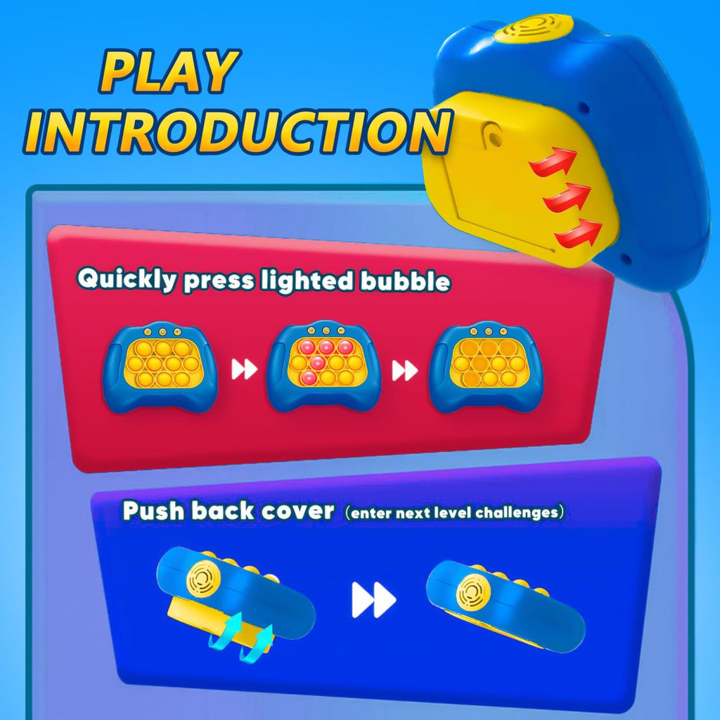 Pop Push Game Toy for Kids - Blue - Handheld Fidget Game with 4 Modes