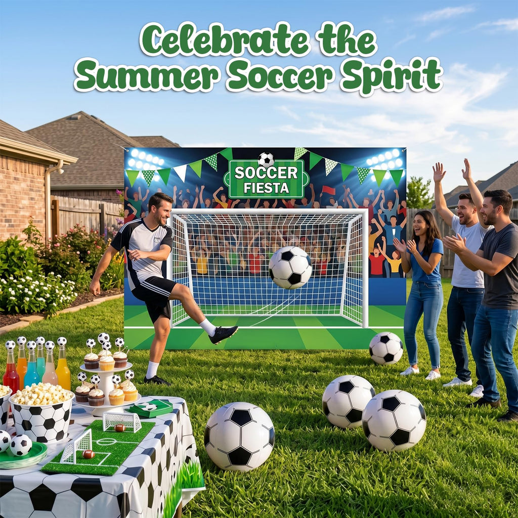 POPLAY 5-Pack 12 Inch Inflatable Soccer Beach Balls – Bulk Party Favors for Summer Games