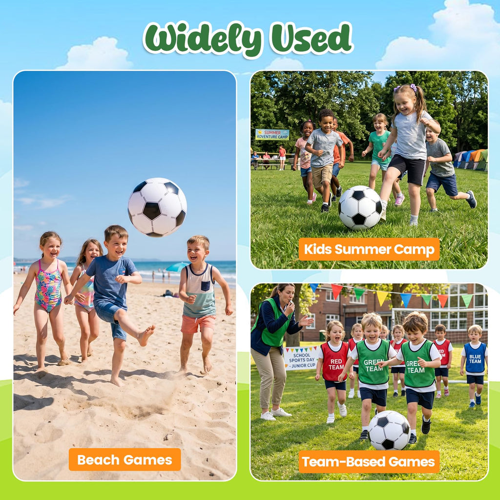 POPLAY 5-Pack 12 Inch Inflatable Soccer Beach Balls – Bulk Party Favors for Summer Games