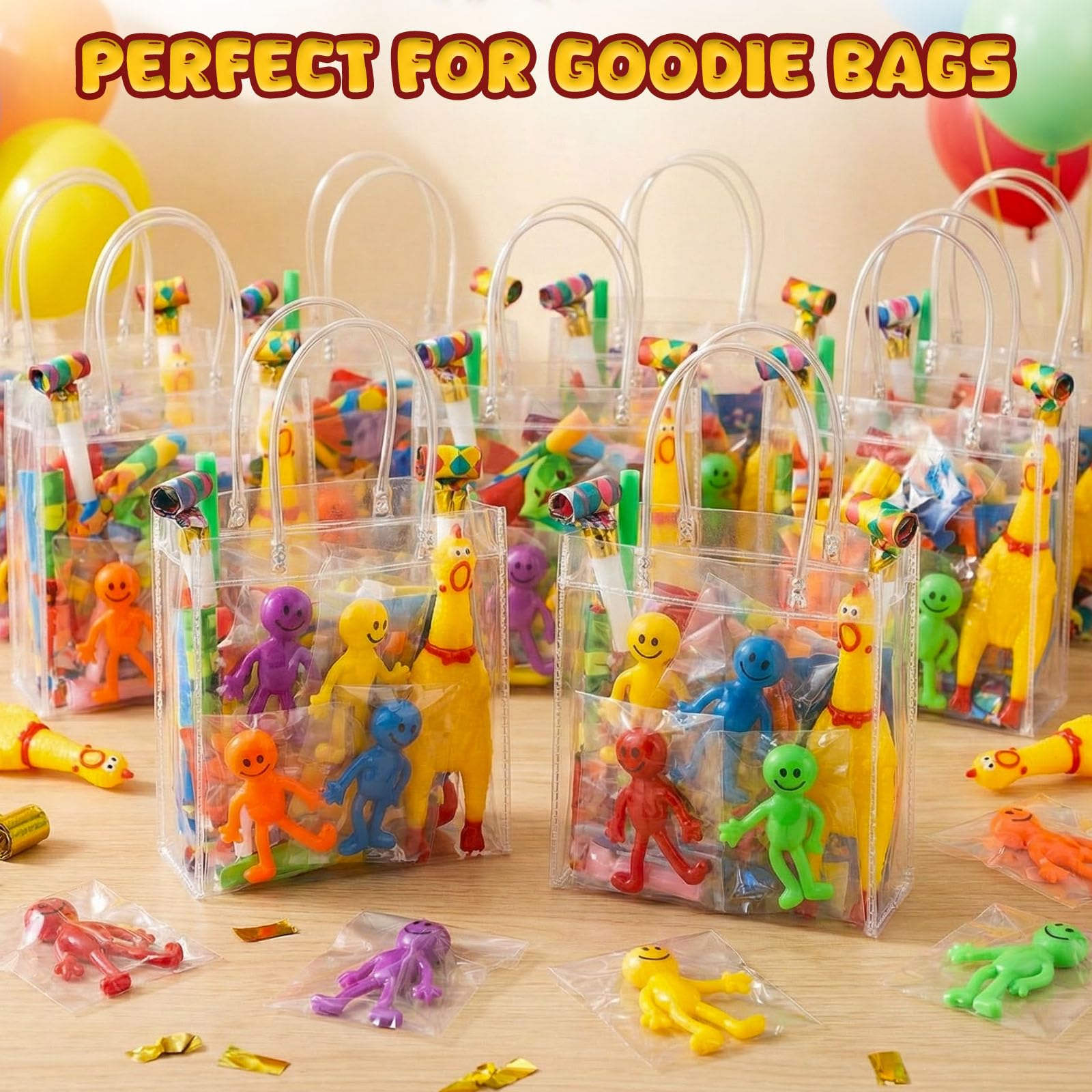 POPLAY 60 Pack Bendable Smile Face Fidget Toys - Stretchy Figures for Party Favors, Classroom Prizes, Stress Relief