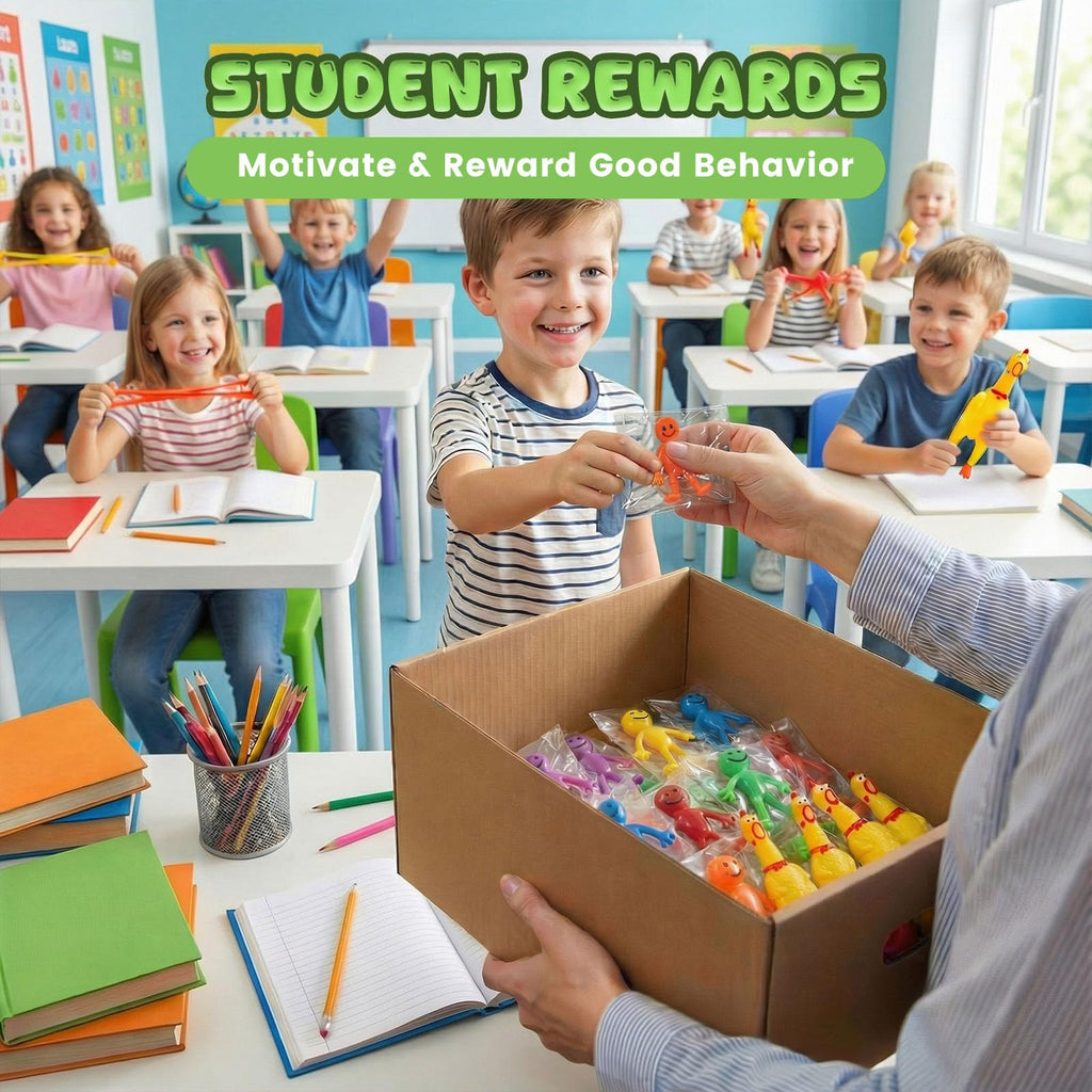 POPLAY 60 Pack Bendable Smile Face Fidget Toys - Stretchy Figures for Party Favors, Classroom Prizes, Stress Relief