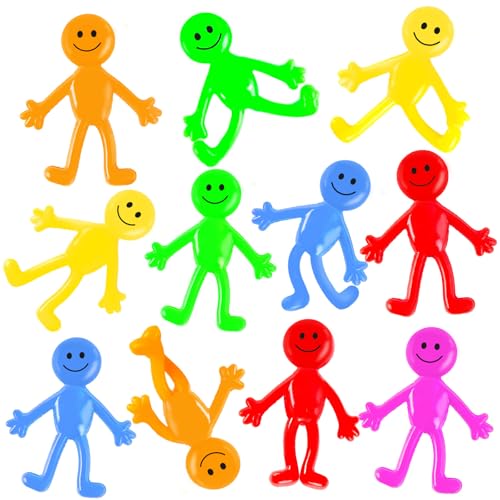 POPLAY 60 Pack Bendable Smile Face Fidget Toys - Stretchy Figures for Party Favors, Classroom Prizes, Stress Relief