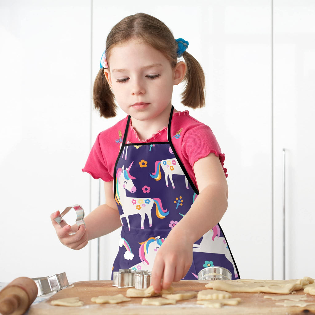 Popologa Waterproof Kids Aprons with Pockets – Two Sizes for Cooking Painting & Baking