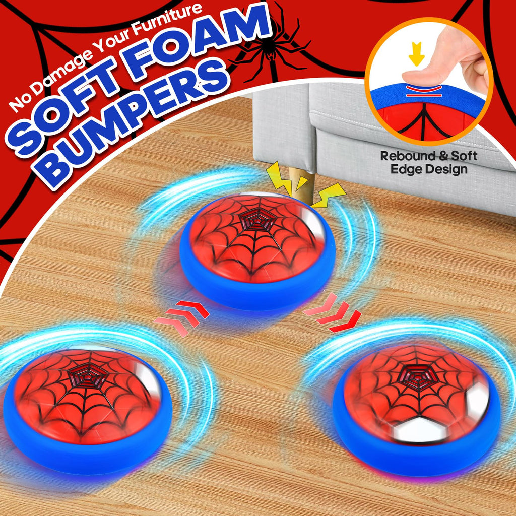POPSVON Light-Up Hover Soccer Ball with LED Spider Design – Indoor Floating Soccer Toy for Kids Ages 4-12, Includes Batteries