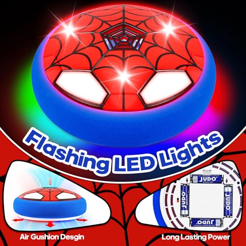 POPSVON Light-Up Hover Soccer Ball with LED Spider Design – Indoor Floating Soccer Toy for Kids Ages 4-12, Includes Batteries