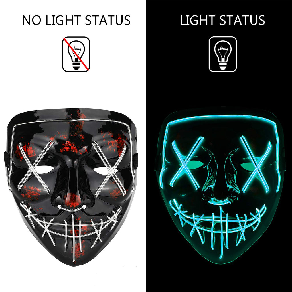 Poptrend LED Halloween Mask – 3 Light Modes, Comfortable Fit for Adults & Kids